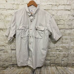 World Wide Sportsman Cream Vented Fishing Short Sleeve Button Down Shirt